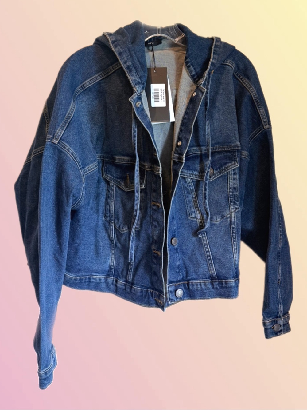 Ruti Cropped Hooded Denim Jacket NWT - Picture 3 of 6